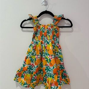 Crewcuts Orange and Blue Ruffled Smocked Sundress